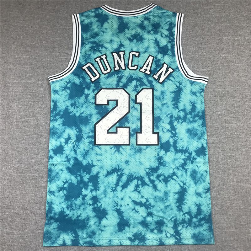 Cheap Men San Antonio Spurs 21 Duncan Blue constellation version Throwback NBA Jersey